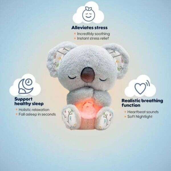 Jucarie interactiva  Urs Koala care respira calmant cu lumina si sunete, material plus, portabil - imagine 2