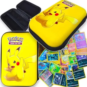 Carcasa de carti Pikachu + 45 de cartonase într-un set (5 rare)