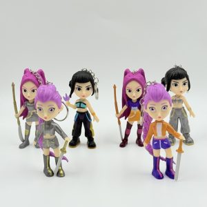 Set 6 brelocuri figurine K pop demon hunters, huntrix, 10 cm