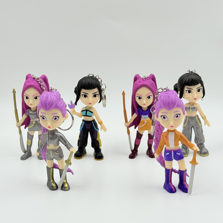 Set 6 brelocuri figurine K pop demon hunters, huntrix, 10 cm