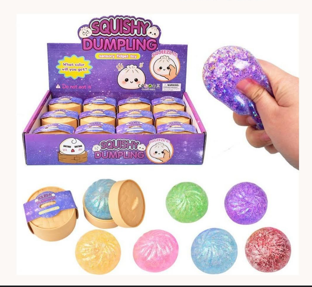 Dumpling glitter, varianta cu sclipici, culoare surpriza, squishee gogoasa - imagine 2